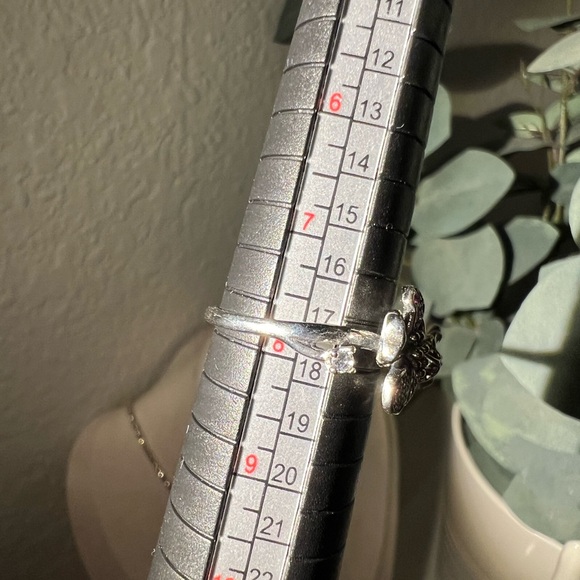 Peach Blossom Flowers Silver Double Ring - Size 8/9.5 - Picture 13 of 14